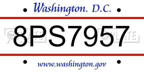 8PS7957 District Of Columbia License Plate