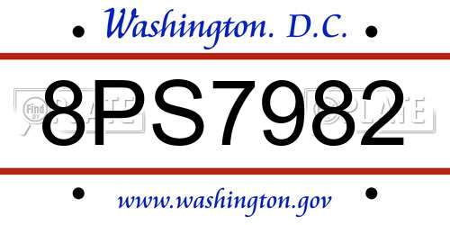 8PS7982 District Of Columbia License Plate
