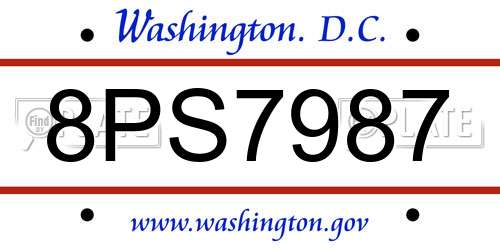 8PS7987 District Of Columbia License Plate