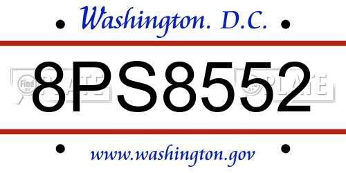8PS8552 District Of Columbia License Plate