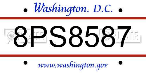 8PS8587 District Of Columbia License Plate