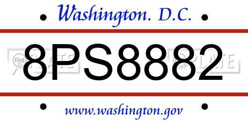 8PS8882 District Of Columbia License Plate