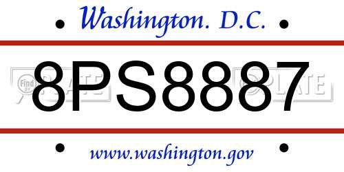 8PS8887 District Of Columbia License Plate