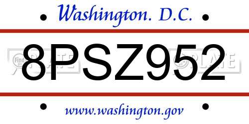 8PSZ952 District Of Columbia License Plate