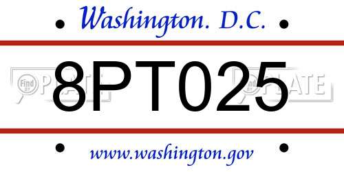 8PT025 District Of Columbia License Plate