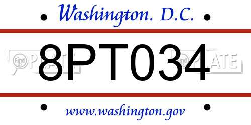 8PT034 District Of Columbia License Plate
