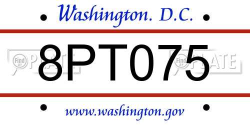 8PT075 District Of Columbia License Plate