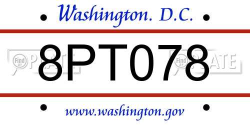 8PT078 District Of Columbia License Plate