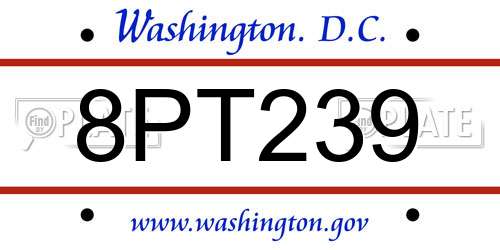 8PT239 District Of Columbia License Plate