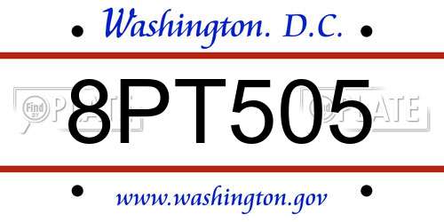 8PT505 District Of Columbia License Plate