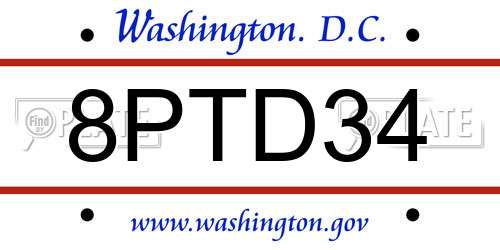 8PTD34 District Of Columbia License Plate