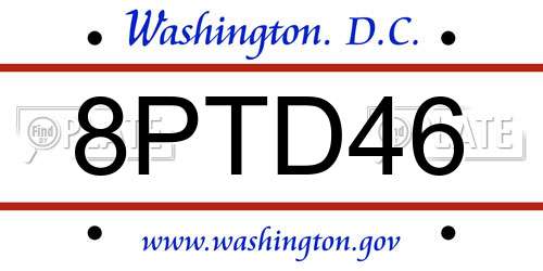 8PTD46 District Of Columbia License Plate