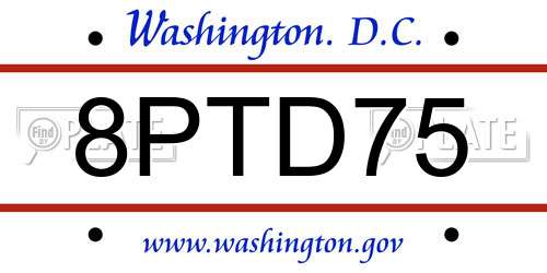 8PTD75 District Of Columbia License Plate