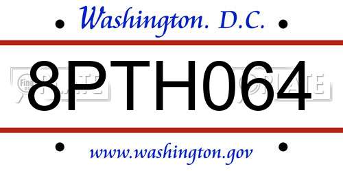8PTH064 District Of Columbia License Plate