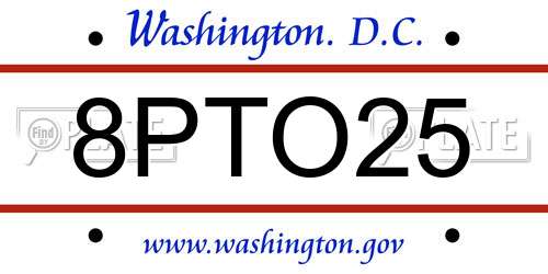8PTO25 District Of Columbia License Plate