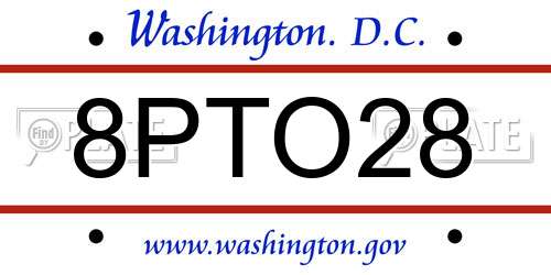 8PTO28 District Of Columbia License Plate