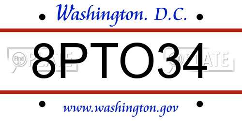 8PTO34 District Of Columbia License Plate