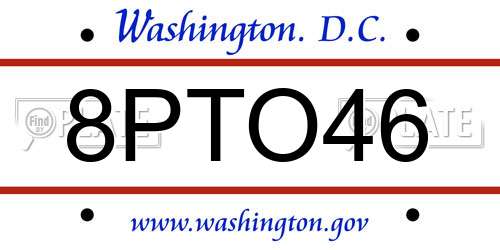 8PTO46 District Of Columbia License Plate