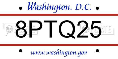 8PTQ25 District Of Columbia License Plate