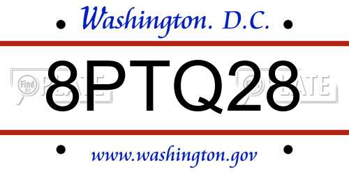 8PTQ28 District Of Columbia License Plate