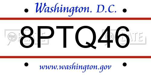 8PTQ46 District Of Columbia License Plate