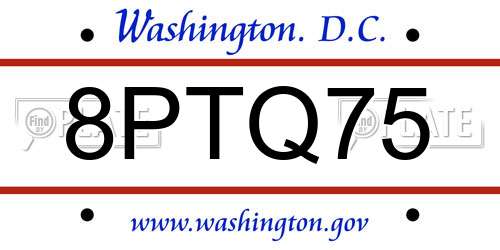 8PTQ75 District Of Columbia License Plate