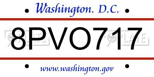 8PVO717 District Of Columbia License Plate