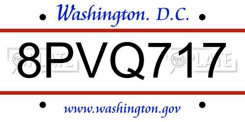 8PVQ717 District Of Columbia License Plate
