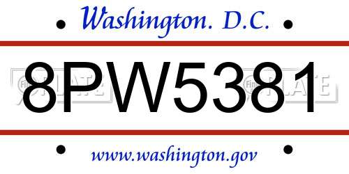 8PW5381 District Of Columbia License Plate