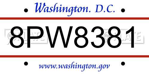 8PW8381 District Of Columbia License Plate