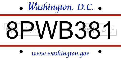 8PWB381 District Of Columbia License Plate