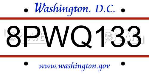 8PWQ133 District Of Columbia License Plate