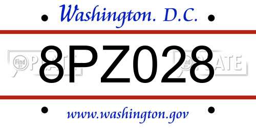 8PZ028 District Of Columbia License Plate