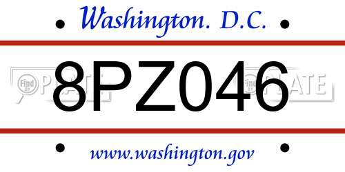 8PZ046 District Of Columbia License Plate
