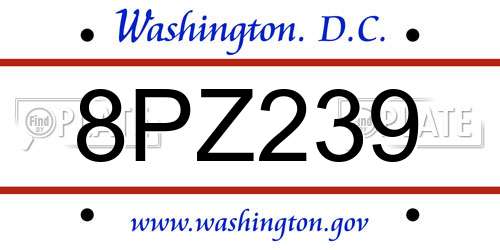 8PZ239 District Of Columbia License Plate