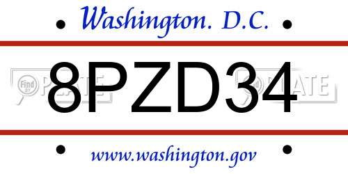 8PZD34 District Of Columbia License Plate