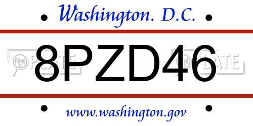 8PZD46 District Of Columbia License Plate