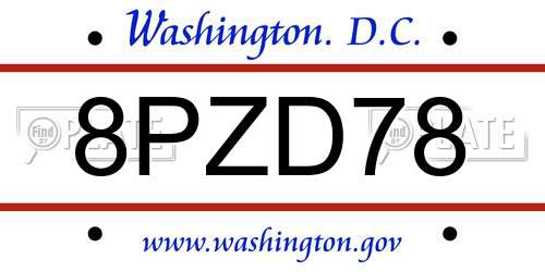 8PZD78 District Of Columbia License Plate