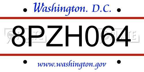8PZH064 District Of Columbia License Plate