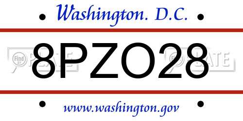 8PZO28 District Of Columbia License Plate