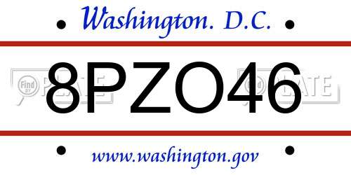 8PZO46 District Of Columbia License Plate