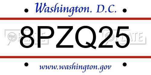 8PZQ25 District Of Columbia License Plate