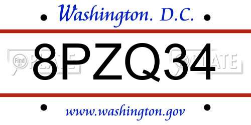 8PZQ34 District Of Columbia License Plate