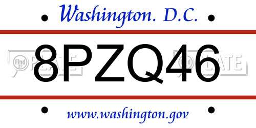 8PZQ46 District Of Columbia License Plate