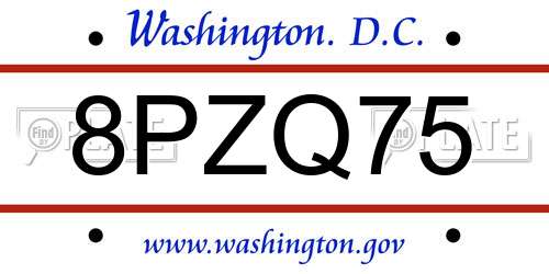 8PZQ75 District Of Columbia License Plate