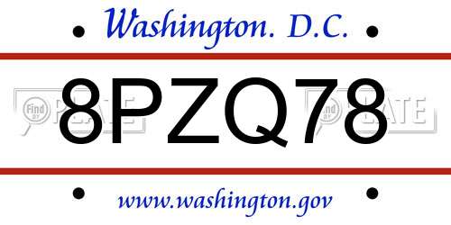 8PZQ78 District Of Columbia License Plate