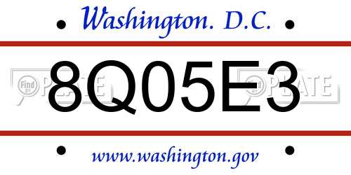 8Q05E3 District Of Columbia License Plate