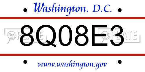 8Q08E3 District Of Columbia License Plate