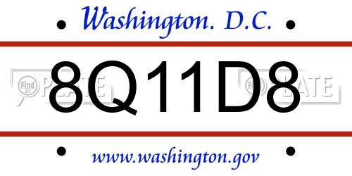 8Q11D8 District Of Columbia License Plate