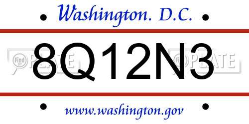 8Q12N3 District Of Columbia License Plate